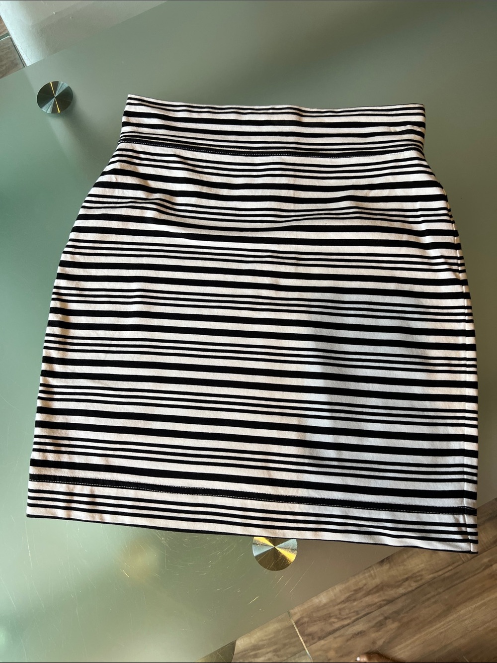Moda International Black and White Striped Pencil Skirt